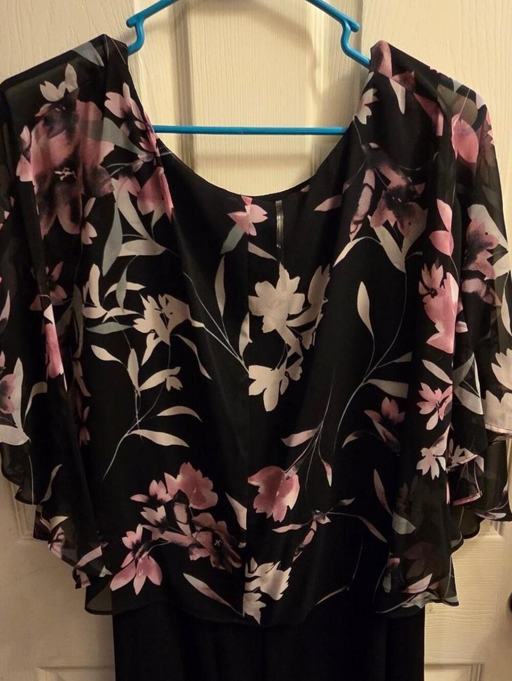 connected apparel Black Floral Overlay Blouse - Pink & White Blooms